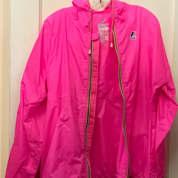 Women’s Large Hot Pink K Way Jacket Wind Breaker - Picture 7 of 7